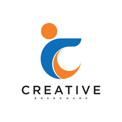 Letter c coach logo design, head coach. Premium Vector