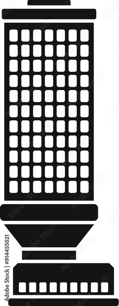 Poster modern building with square windows standing tall on white background