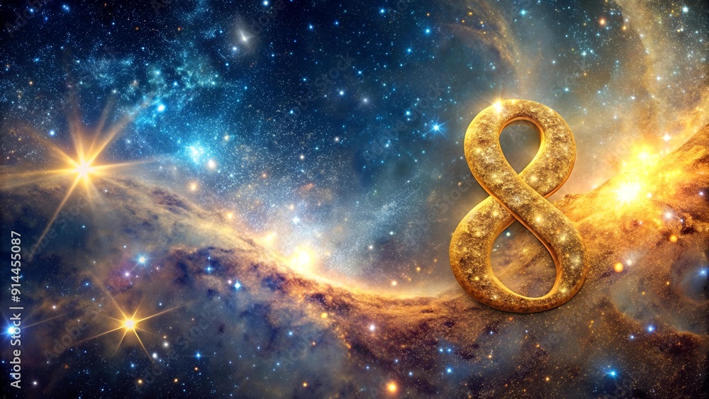 Canvas Prints a golden ampersand gleams amidst the starry void, a beacon of connection in the vastness of space ai