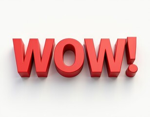 WOW word with exclamation 3D text illustration. Surprise, shock, promotion concept typography web banner design.