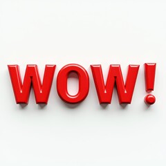 WOW word with exclamation 3D text illustration. Surprise, shock, promotion concept typography web banner design.