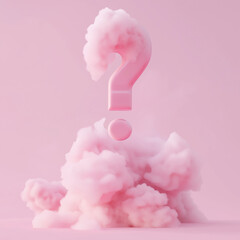 Minimalistic 3D pink question mark icon front view