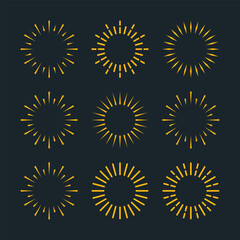 Set of sunset or sunrise sun burst line icons design. Premium Vector