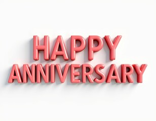 Happy Anniversary 3D text typography design. Wedding, graduation, birthday celebration concept event invitation card template illustration.