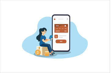 Online shopping. paid for mobile banking, Online order flat vector illustration. internet store