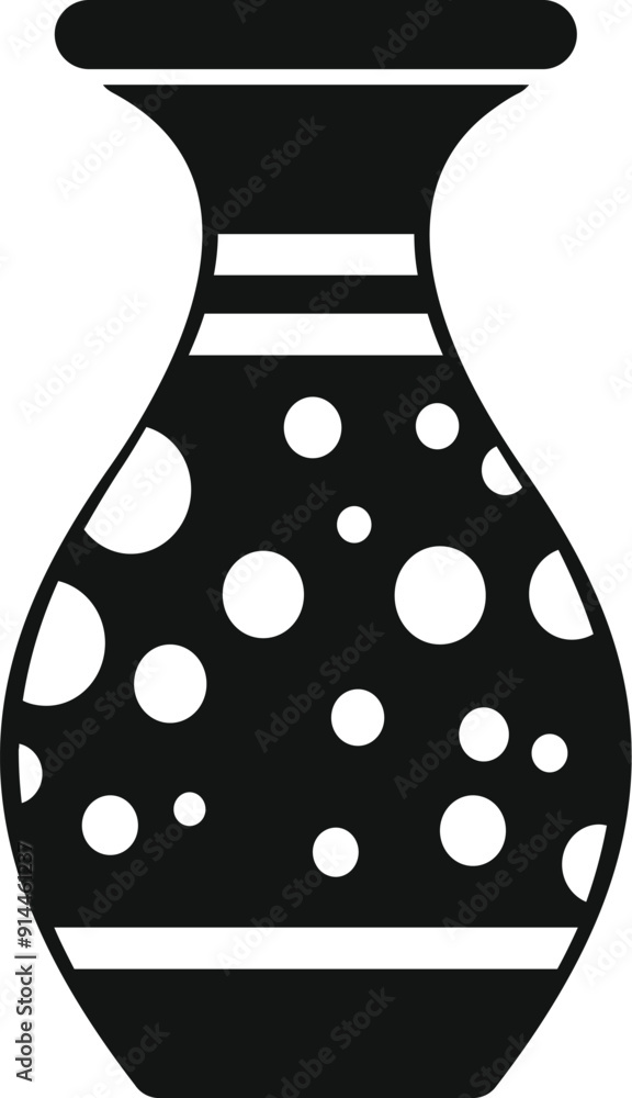 Poster simple icon of a vase featuring a pattern of white spots, suitable for various design projects