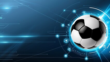 Naklejka premium Soccer Ball futuristic abstract with a hexagonal grid pattern.