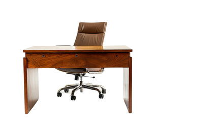 Office desk and chair on transparent background