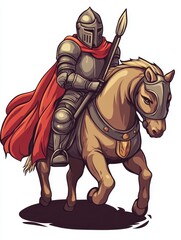 Obraz premium A Knight on Horseback, Illustration