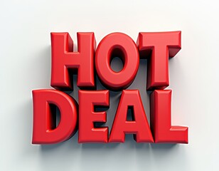 Hot Deal 3D Typography. Sale, price discount, retail concept banner illustration