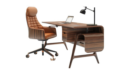 Fototapeta premium Office desk and chair on transparent background