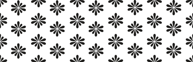 Geometric Floral Pattern with Black Petals on White Background