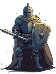 Fototapeta premium A Knight in Shining Armor - Standing Tall and Ready for Battle