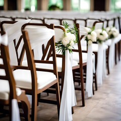 Decorated chairs for wedding arrangement. 