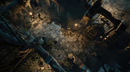 Top-Down Aerial Shot Looking Down at First-Person Game Screenshot