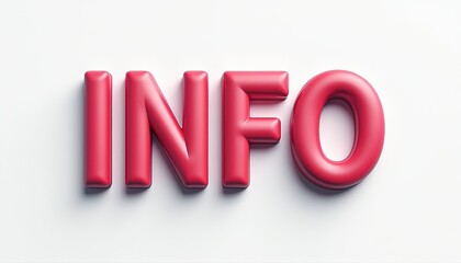Bold red 3D 'INFO' text on white background.