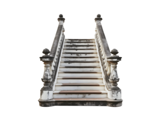 Old vintage staircase isolated on transparent or white background