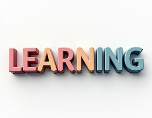 Learning 3d text typography. Education, knowledge, study, school, teaching concept minimal illustration