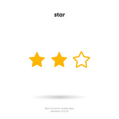 Flat line star icon vector isolated icon. Stars vector symbol. Star sign. Golden Stars isolated on white background.