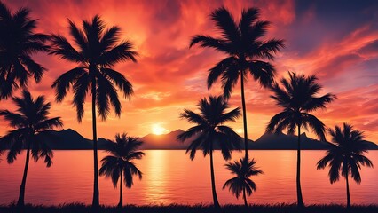 Tropical Elegance Palms in the Evening Light