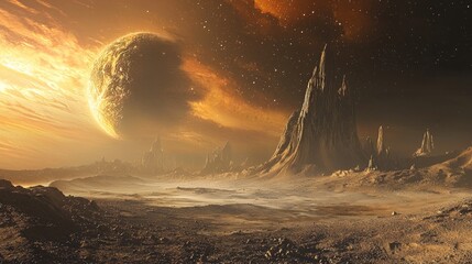 Ethereal Alien Planet Landscape with Surreal Terrain