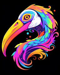 Obraz premium Pelican Bird head art nouveau symmetry layout cart nouveau illustration