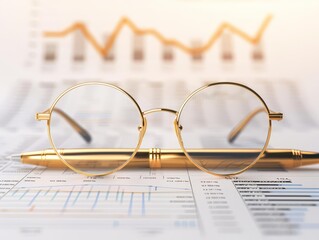 Closeup of a financial planners desk with charts and reports