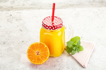 Fresh orange juice served mint