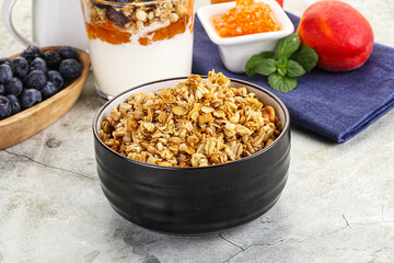 Granola museli cereal for breakfast