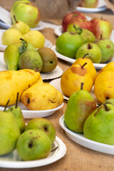 Close-up of pears on the table
