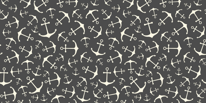 Nautical seamless pattern with ship anchors. Vector illustration
