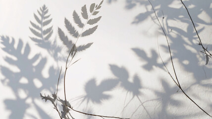 Obraz premium Leaves shadow and tree branch background. Natural leaves tree branch dark shadow