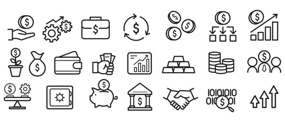 Investmemn icon set, line icon vector, business