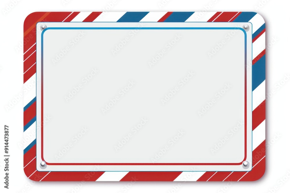 Poster A red border with blue stripes on the right side of an empty white square frame for text or design, with no background Generative AI