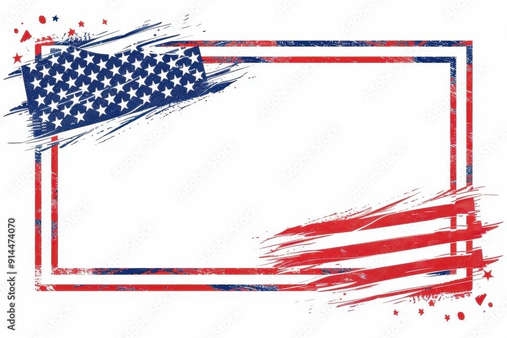Poster graphic of the red, white and blue border for an american flag on a plain background the square-shap
