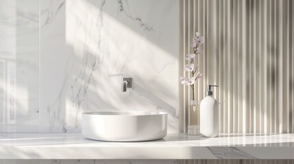 Packaging background for beauty products in contemporary bath