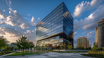 Modern Office Building with Glass Facade