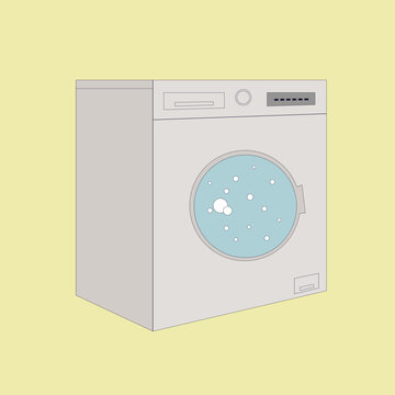 recommend clip art: Washing Machine Flat Design on Yellow Color Background