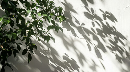 tree leafes shadow on white background