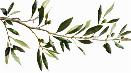branch of olive tree isolated on white