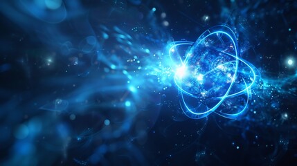 Abstract Blue Digital Atom Illustration