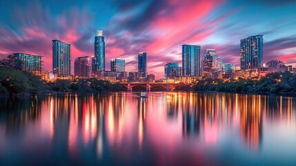 Obraz premium Austin Skyline Reflection