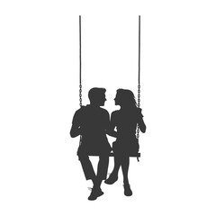 Silhouette Couple Sharing an Intimate Moment on a Swing