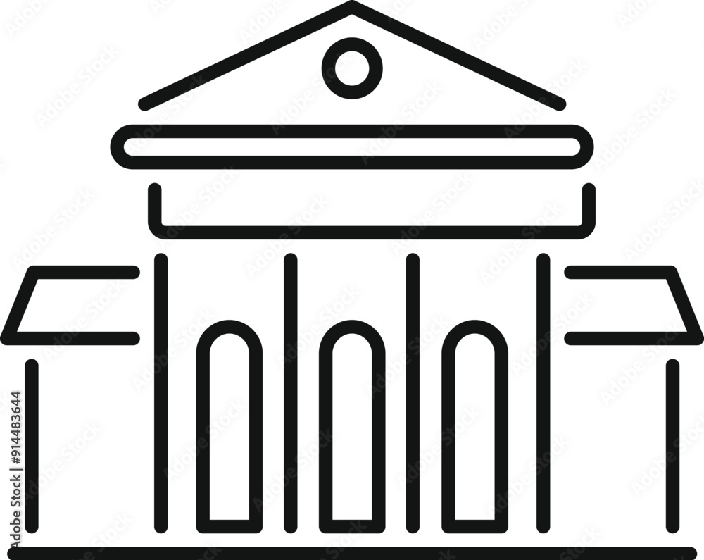 Poster simple line drawing of a government building with columns and a pediment, representing democracy and