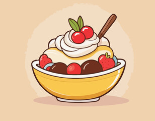 Cartoon Neapolitan banana split bowl 