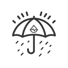 Umbrella Icon: Secure Mountain Peak Under Rainy Protection