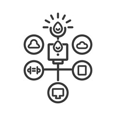 Smart Home IoT Network: Water Conservation & Wellness Integration Icon