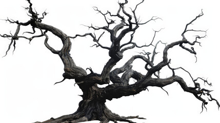 old dead spooky tree isolated on white background
