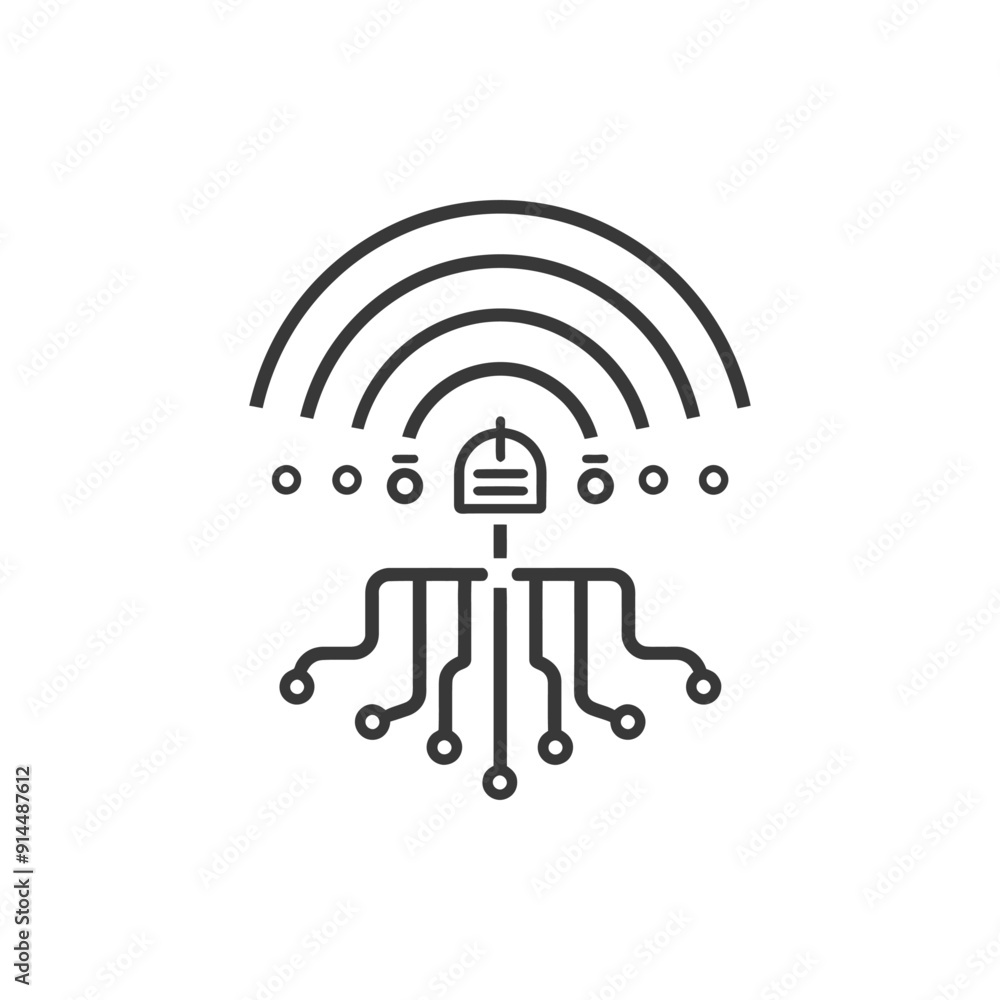 Aufkleber abstract tech icon: data transmission via wireless circuitry