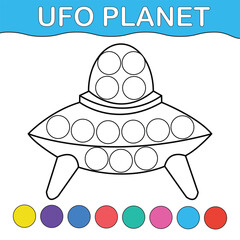 Naklejka premium Dot markers ufo activity page for kids 